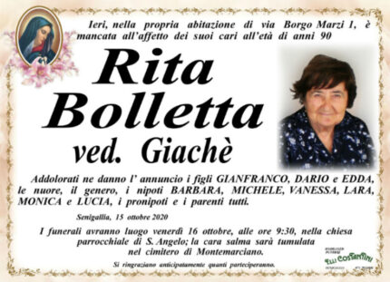 Necrologio Rita Bolletta