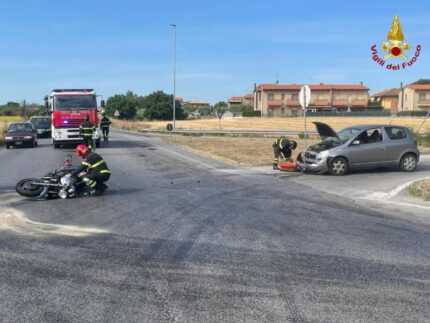 Incidente tra auto e moto sulla SP Corinaldese a Borgo Catena