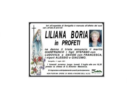 Necrologio Liliana Boria