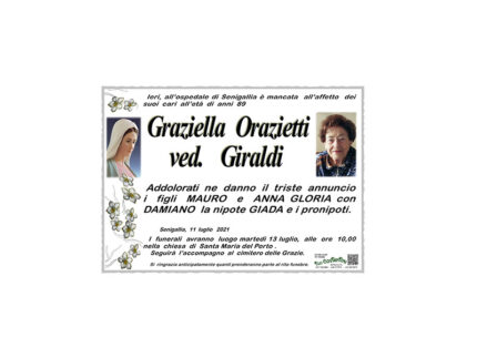 Necrologio Graziella Orazietti ved. Giraldi