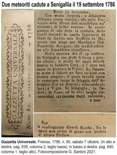 Meteoriti su Senigallia il 19 settembre 1786