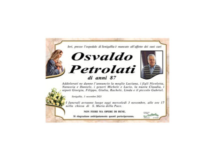 Necrologio Osvaldo Petrolati