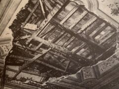 Soffitto crollato all’interno della Sala del Medagliere di Palazzo Mastai 