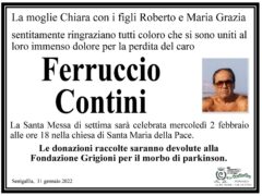 Scomparsa di Ferruccio Contini, ringraziamenti della famiglia per l'affetto ricevuto