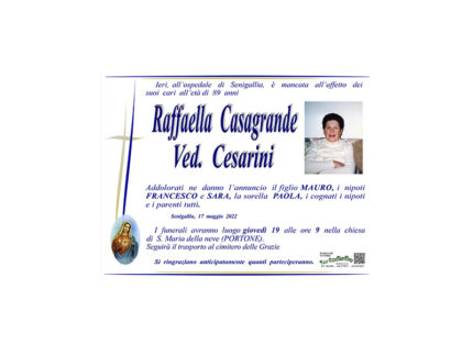 Necrologio Raffaella Casagrande Ved. Cesarini