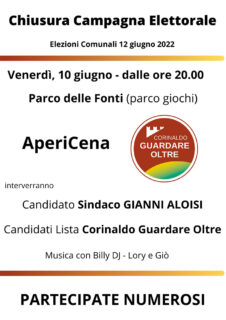 Chiusura campagna elettorale Corinaldo Guardare Oltre - locandina