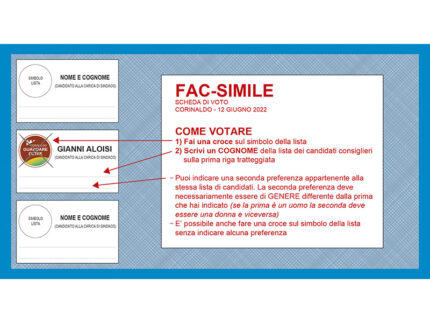 Fac-simile scheda elettorale - Corinaldo Guardare Oltre