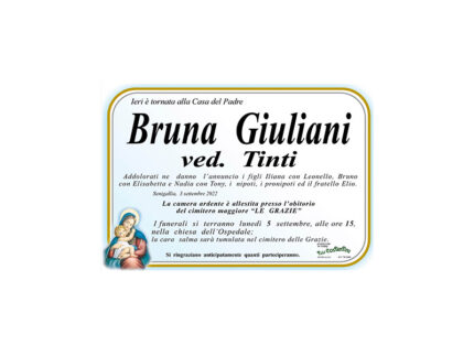 Necrologio Bruna Giuliani