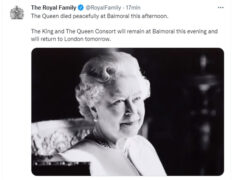 Annuncio della morte della Regina Elisabetta II