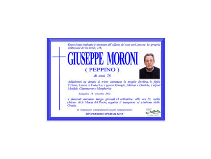 Necrologio Giuseppe Moroni