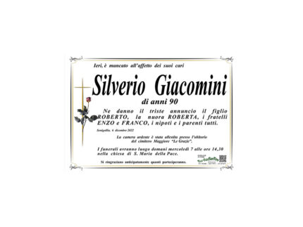 Necrologio Silverio Giacomini