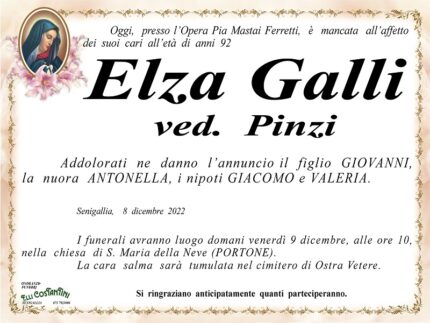 Necrologio di Elza Galli