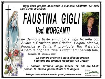 Necrologio di Faustina Gigli