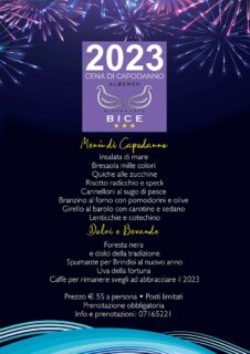 Menù del cenone di San Silvestro al Ristorante Albergo Bice di Senigallia per festeggiare il Capodanno 2023
