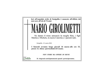 Necrologio Mario Girolimetti