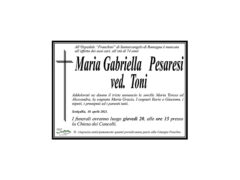 Necrologio Maria Gabriella Pesaresi ved. Toni