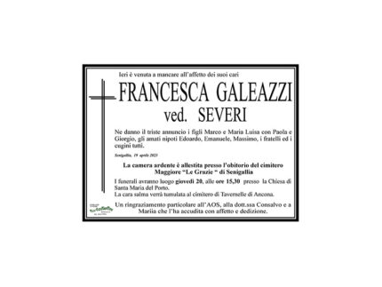 Necrologio Francesca Galeazzi ved. Severi