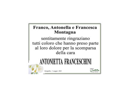 Ringraziamento famiglia Antonietta Franceschini