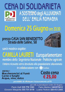 Cena di solidarietà agli alluvionati dell'Emilia-Romagna - locandina