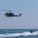 Moto d'acqua ed elicottero della Polizia