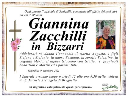 Necrologio di Giannina Zacchilli