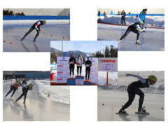 Camilla e Filippo Zazzarini impegnati nelle gare di pattinaggio su ghiaccio