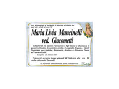 Necrologio Maria Livia Mancinelli