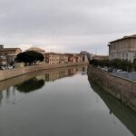 Fiume Misa visto dal ponte ciclopedonale provvisorio