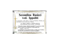 Necrologio Secondina Rasicci ved. Ippoliti