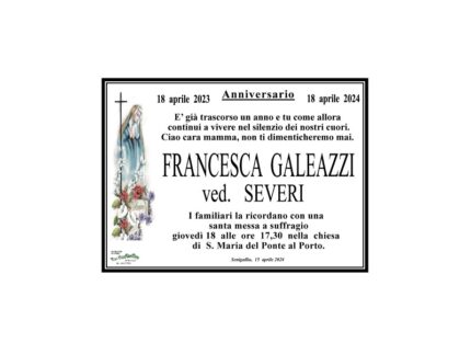 Anniversario Francesca Galeazzi