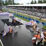 Sbandieratori del Combusta Revixi di Corinaldo al GP di Formula 1 di Montreal per uno show