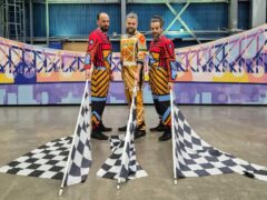 Sbandieratori del Combusta Revixi di Corinaldo al GP di Formula 1 di Montreal per uno show