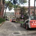 Lavori di asfaltatura presso l'ospedale di Senigallia