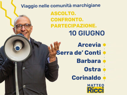Matteo Ricci fa tappa nei comuni di Arcevia, Serra de' Conti, Barbara, Ostra e Corinaldo