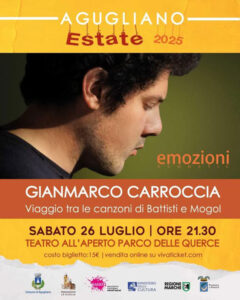 Agugliano Estate 2025: Gianmarco Carroccia canta Battisti e Mogol