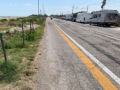 Tratto di pista ciclabile tra i condomini “Le Vele” e il previsto ingresso, lato nord, del ponte della ciclovia sul Fiume Cesano