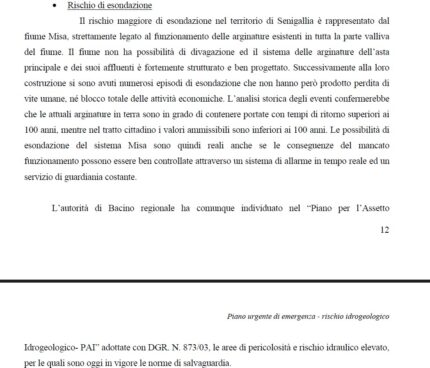 Rischio di esondazione del fiume Misa