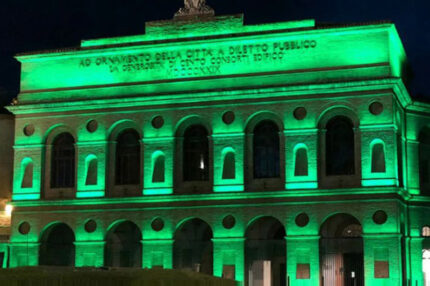 Sferisterio di Macerata illuminato di verde per la Giornata Nazionale SLA