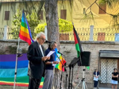 Vescovo Manenti durate iniziativa per la pace ai Giardini Catalani