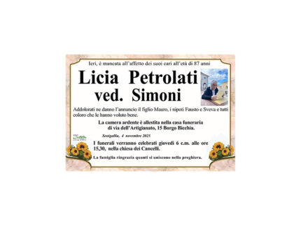 Necrologio Licia Petrolati