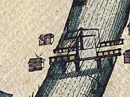 Ponte levatoio sul fiume Misa - Particolare da mappa di Senigallia in epoca rinascimentale