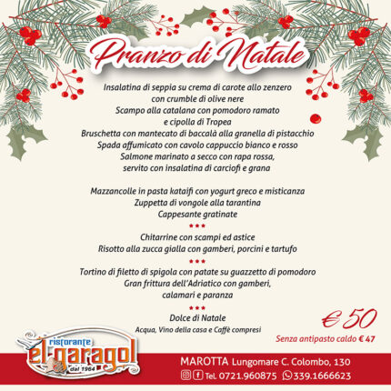 Ristorante El Garagol - Menu pranzo di Natale 2025