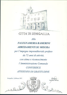 Falegnameria Ramerini Senigallia - Attestato dal Comune