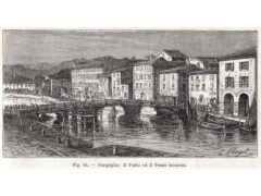 Stampa d'epoca - Sinigaglia - Il porto e il ponte levatoio