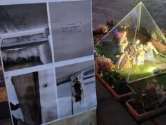 La casa è un diritto non un lusso - Azione comunicativa di Arvultùra in piazza Roma con albero di Natale e presepe