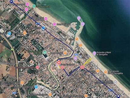 Mappa percorso Fiamma Olimpica 2026 a Senigallia