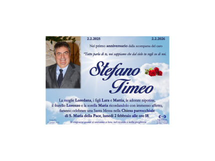 Primo anniversario scomparsa Stefano Timeo