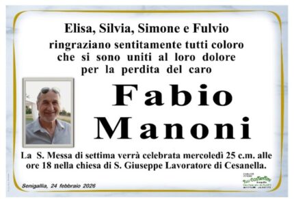 Fabio Manoni, ringraziamento