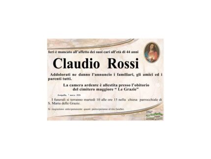 Necrologio di Claudio Rossi
