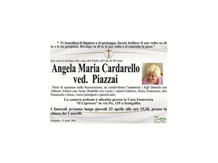 Necrologio Angela Maria Cardarello
